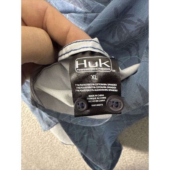 Huk Shirt Mens XL Fishing Button Down Lightweight Outdoors Hawaiian Tropical - Picture 6 of 7